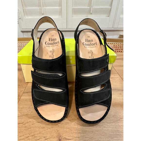 Finn Mens Comfort Sylt Sandal Black Nubuck Size 9.5/10 US 43 EU NIB Soft Footbed - Picture 7 of 15